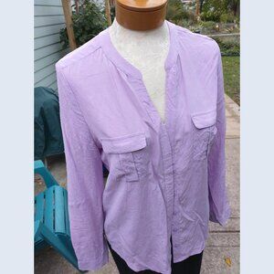 Blouse: Silk, lilac w/concealed placket. Size medium - by Joie